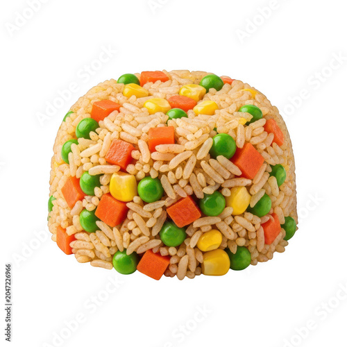 Colorful festive fired rice with mixed ingredients