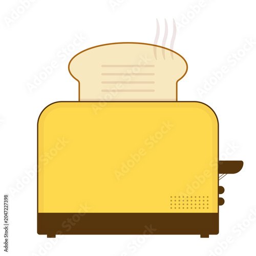 Yellow Toaster with sliced bread illustration cartoon cute