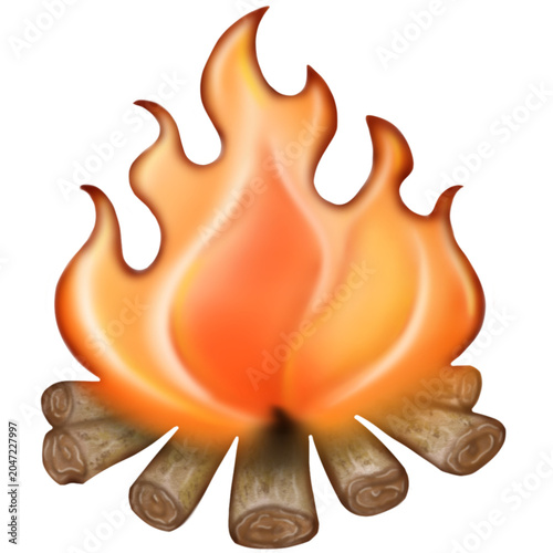 Hand-drawn fire and burning heat elements in a cute cartoon style isolated on a plain for outdoor. Tourism camping, Adventure, hiking.	