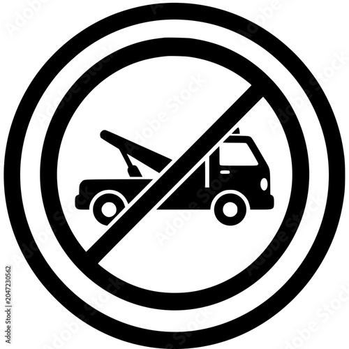No Towing Vector Illustration, Tow Truck Prohibited Sign