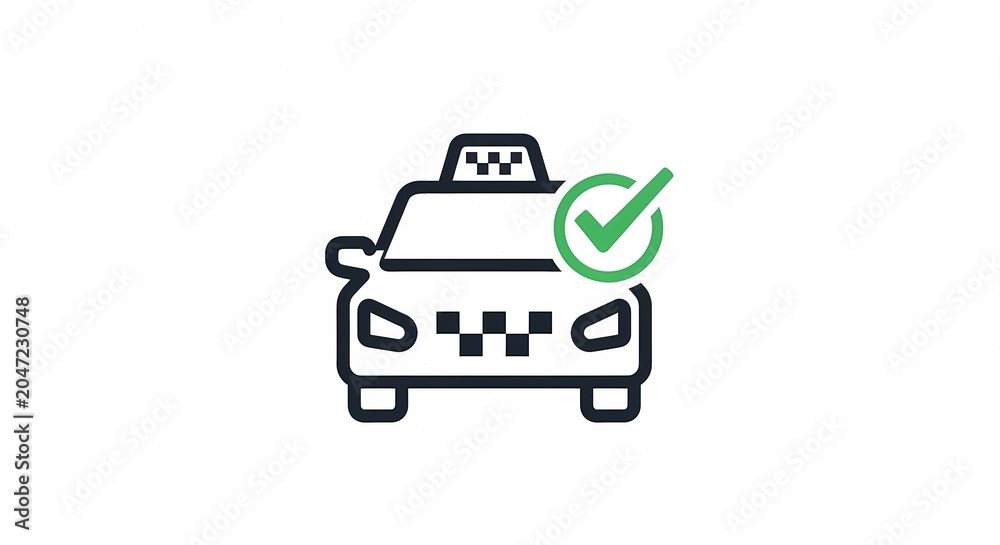 Naklejka premium Taxi Service Approved Icon with Check Mark.