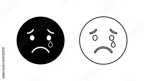 Schilderij op canvas Crying Sad Face Emoji Set in Flat Style