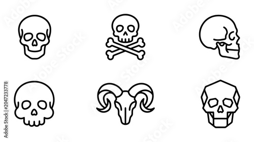 Foto Skull Icons Set, Danger Symbols, Vector Graphics for Halloween and Medical Conce