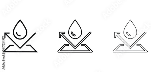 Photos Waterproof material icon set, water resistant surface protection symbols, hydrop