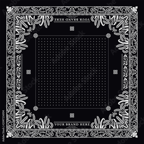 bandana motif. Decorative Floral Bandana Vector Template