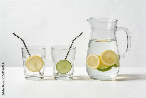 Lemon and lime infused water setup