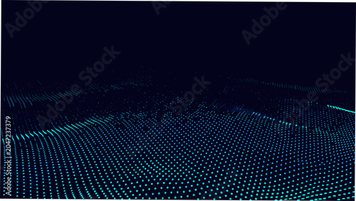 Photos Cyan dotted wave pattern on a dark blue background a digital visualization of un