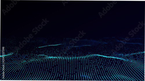 Foto Dot pattern resembling undulating landscape a dark blue vector illustration with