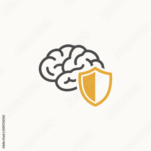 Brain protection neurology healthcare shield icon vector