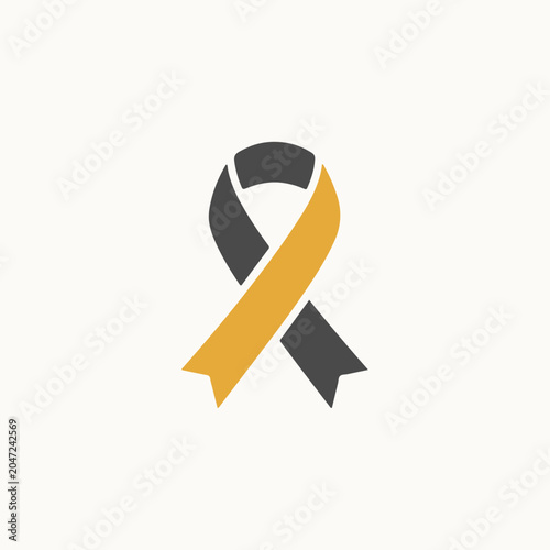 Gold gray awareness ribbon charity symbol flat icon vector
