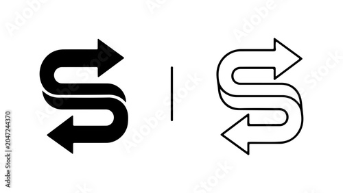 Εκτύπωση καμβά Abstract S Letter Shape Composed Of Directional Arrows