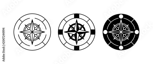 Foto Compass Rose Icons, Nautical Navigation Symbols, Marine Directional Graphics, Se