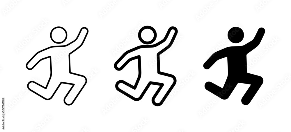 Fototapeta premium Action Figures, Human Icons, Silhouette Runner, Dynamic Movement, Vector Set