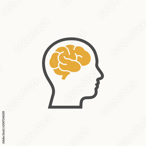 Brain mental health awareness icon flat vector illustration