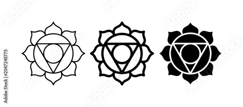 Canvas Print Sacral Chakra Symbol Vector Icons, Spiritual Energy Centers, Lotus Flower Design