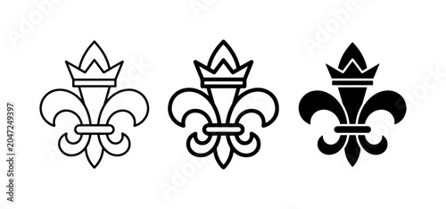 Bild auf Leinwand Fleur de Lis Icons, Royal Symbol Vector Graphics, Classic Heraldic Emblem Set, B