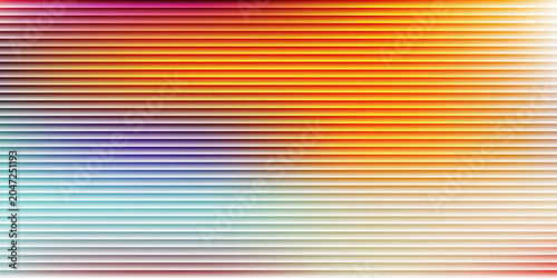 Photography Abstract horizontal line background with vibrant color gradient effect ranging from deep purple to bright yellow and white creating sense of movement and digital depth across entire surface