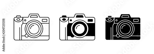 Obraz na płótnie Camera Icons Set: Vintage and Modern Photography Equipment, Vector Graphics