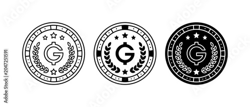 Foto Guarani Currency Symbol Coins, Paraguay Money Icons, Financial Investment Vector