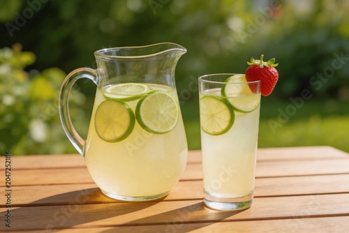 Lemonade with lime and strawberry