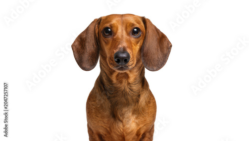 Konstfotografi Brown dachshund dog with floppy ears, isolated on transparent background