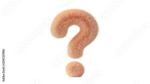 Konstfotografi Fluffy peach question mark symbol, isolated on transparent background