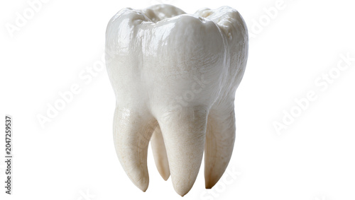 Konstfotografi Realistic human molar tooth with visible roots, isolated on transparent backgrou