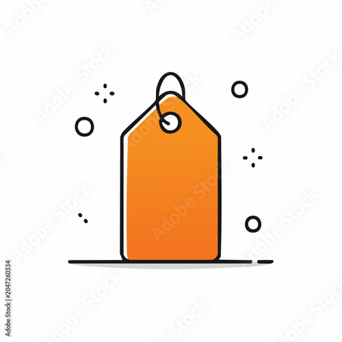 Orange price tag icon with simple design elements