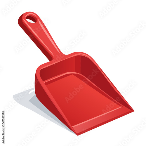 Red dustpan isolated on white background