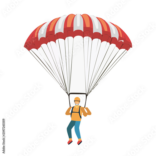 Skydiver with Parachute Descending