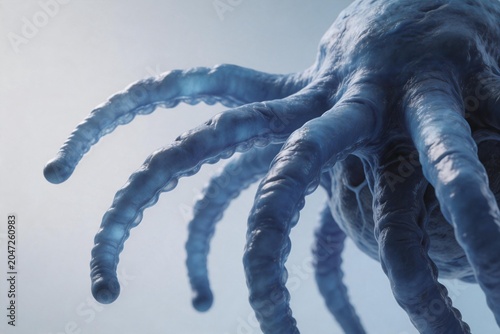 Closeup of a blue tentaclelike structure