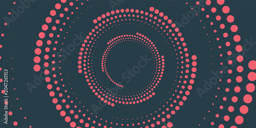 Photos Circular Halftone Pattern Concentric Circles Frame Vector Red Black Colour Abstract Background