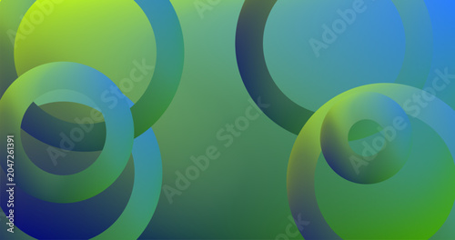 Foto Negative Space Abstract background with 3d Yellow Blue Green Gradient rings