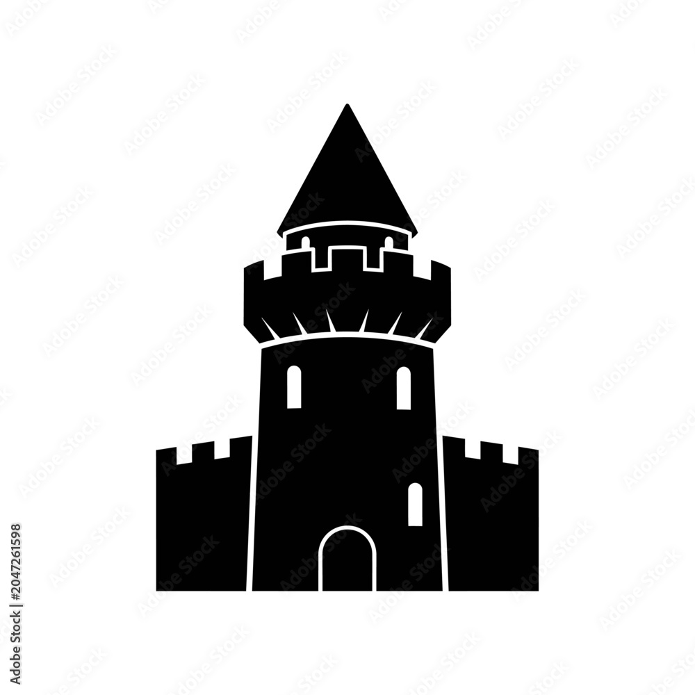Fototapeta premium Black Castle Tower Icon.