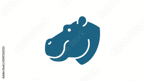 Quadro su tela Blue Hippo Head Icon Graphic Design.