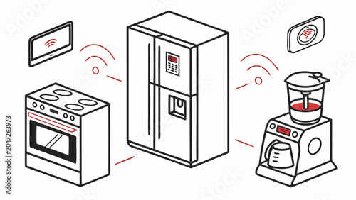 Smart home appliances network connected via wireless technology with technology