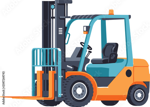 Fotografi Forklift truck industrial vehicle equipment.