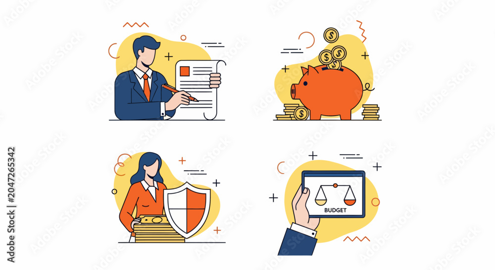 Fototapeta premium Audit safe cash save plan risk firm job data gold coin tax bank pay us