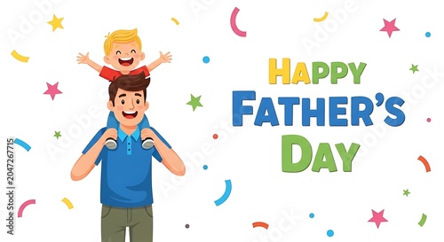 Happy fathers day celebration with father and son