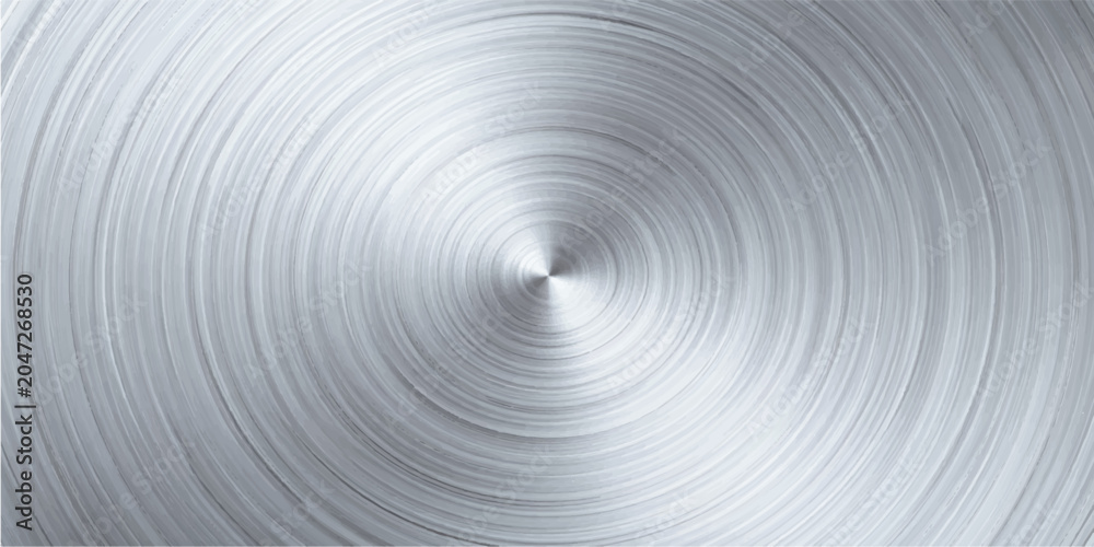 Obraz premium An abstract blue and gray metal background features a 3d spiral tunnel pattern with a brushed steel texture and curved wave lines in a round silver design
