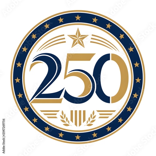 250th Anniversary Circular Badge with Patriotic Star Details