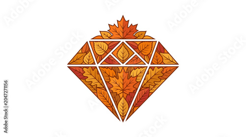 Foto Autumn Diamond Mosaic with Maple Leaves - Fall Season Symbol