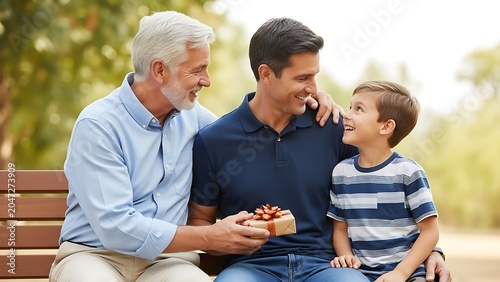 Three generations celebrating fathers day grandfather father and son
