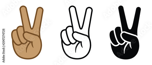 Foto Hand gesture two finger and V sign with finger