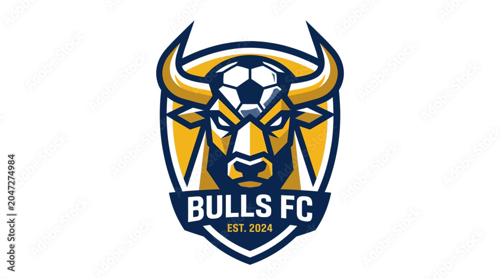 Obraz premium Dynamic Bull Mascot Vector Emblem for Sports Club Brand