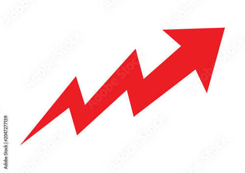 displays a bright red arrow pointing upwards towards success