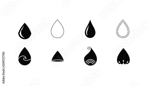 Photography Water drop icons and geometric shapes symbolizing liquid and purity in design