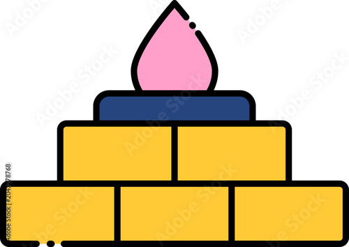 Canvastavla Stylized vector icon of a sacred temple altar with glowing flame