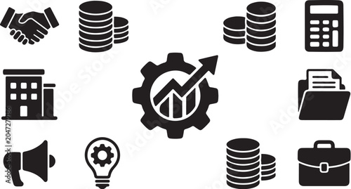 Business Finance Icons for Investment and Growth Strategy