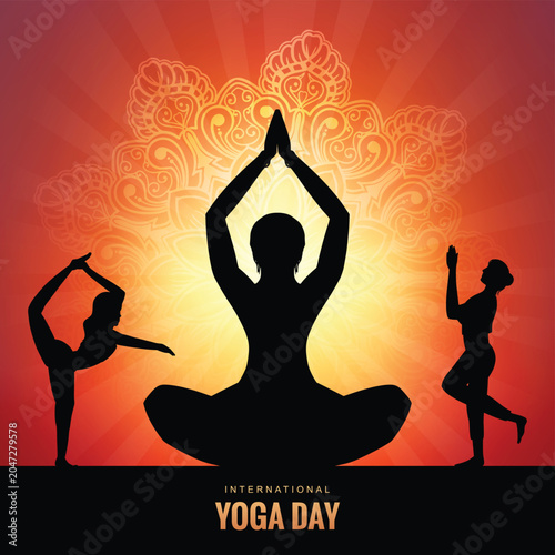Happy international yoga day card design